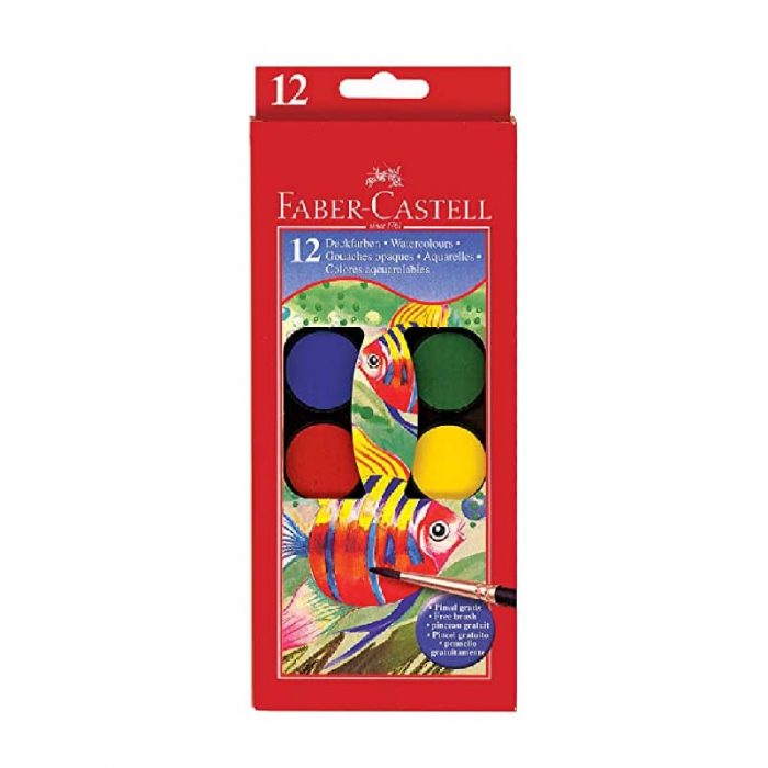 12PC WATER COLOUR CAKE FABER CASTELL