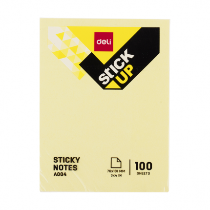 DELI EA00453 STICKY NOTES (Pack of 12) 76mmx101mm 3"x4" 100SHEETS YELLOW