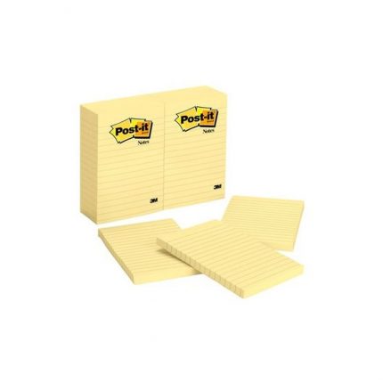 3M 660 Lined Post-it Notes 4 x 6in - Canary Yellow (pkt/12pc)