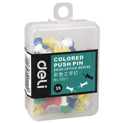 Deli 0021 Color Push Pin Box - Assorted (pkt/35pcs)
