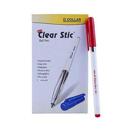 50-Piece Clear Stick Ball Pen Set Red