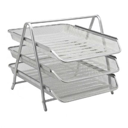 LETTER TRAY 3TIER SILVER METAL