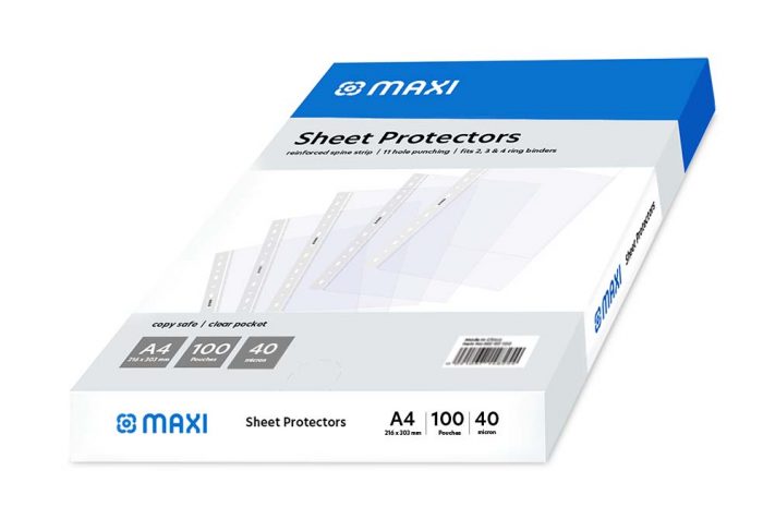 Maxi MXRP100 40micron A4 Sheet Protector - Clear (pkt/100pc)