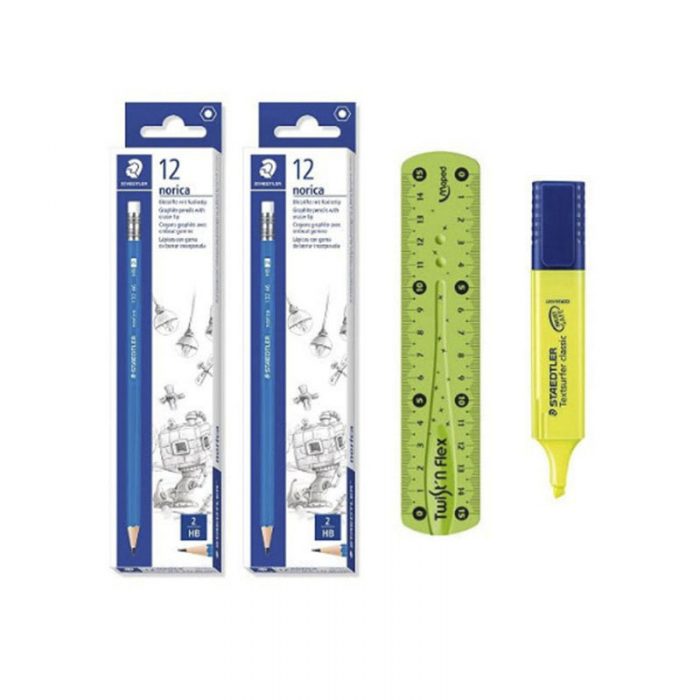 Pack Of 2 Pencils With Ruler And Highlighter Multicolour