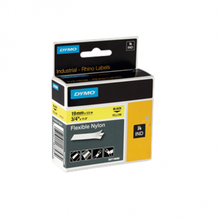 Dymo Rhino Yellow Flexible Nylon Tape - 19mm