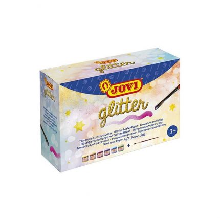 GLITTER Poster paint box 6 jars 55ml assorted colours