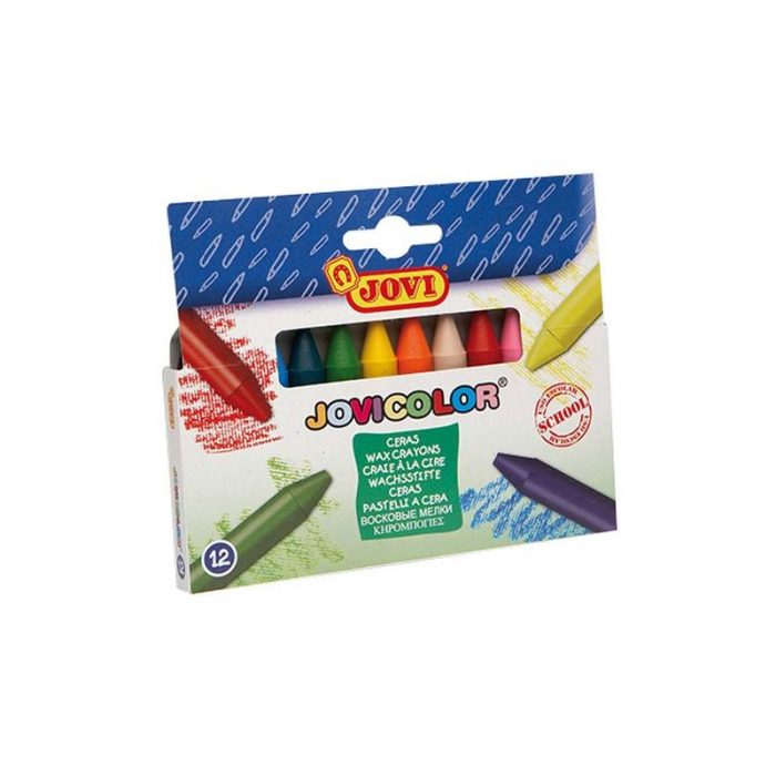 JOVICOLOR wax crayons case 12 assorted colours