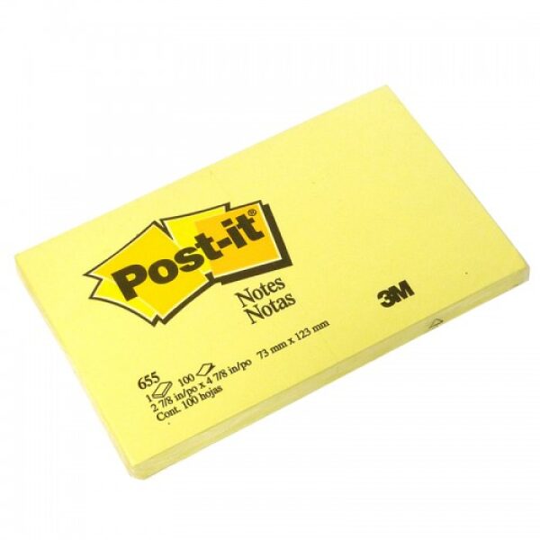 3M 655 Post-it Notes 3 x 5in - Yellow (pkt/12pcs) - MBA Stationery