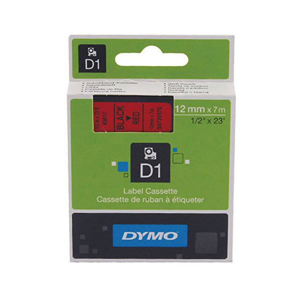 Details about   45017 S0720570 Black on Red Label Tape For DYMO D1 LabelManager 1/2" 12mm x 7m 